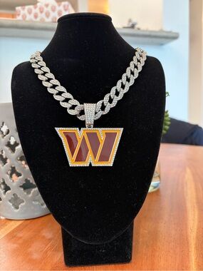 NFL Washington Commanders Pendant Cuban Chain Necklace